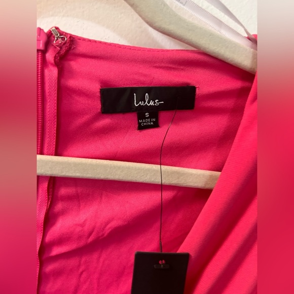 Nwt-Lulu’s-Marlay Hot Pink Ruched Long Sleeve Bodycon Dress-small - Picture 5 of 6